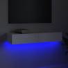 Stylish White TV Cabinet with LED Lights - 90x35x15.5 cm