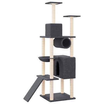 Cat Tree with Sisal Scratching Posts - Dark Grey 168 cm