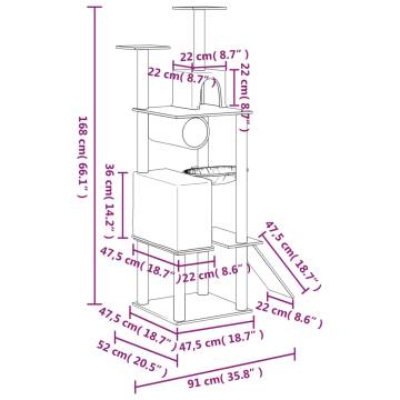 Cat Tree with Sisal Scratching Posts - Dark Grey 168 cm