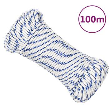 Boat Rope White 4mm 100m Polypropylene for Sailing & Yachting