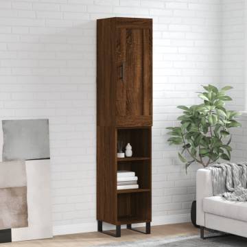 Elegant Highboard in Brown Oak - 34.5x34x180 cm | Hipo Market