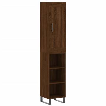 Elegant Highboard in Brown Oak - 34.5x34x180 cm | Hipo Market