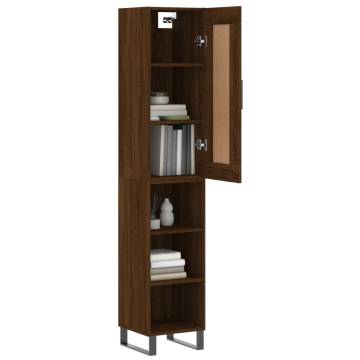 Elegant Highboard in Brown Oak - 34.5x34x180 cm | Hipo Market