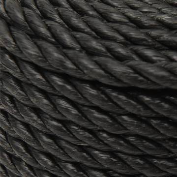 Durable 16mm Black Work Rope - 100m Polypropylene