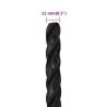 Durable 12mm Black Polypropylene Work Rope - 250m Length