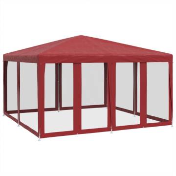 Red Party Tent 4x4m with 8 Mesh Sidewalls - Durable & Water-Resistant