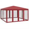 Red Party Tent 4x4m with 8 Mesh Sidewalls - Durable & Water-Resistant