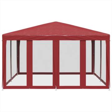 Red Party Tent 4x4m with 8 Mesh Sidewalls - Durable & Water-Resistant