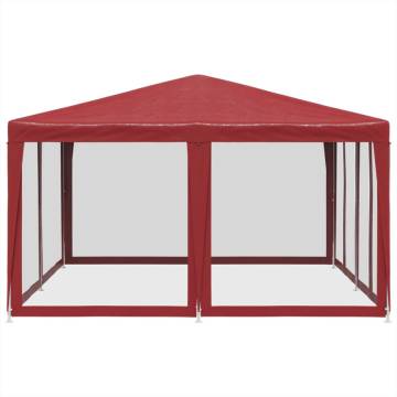 Red Party Tent 4x4m with 8 Mesh Sidewalls - Durable & Water-Resistant