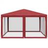 Red Party Tent 4x4m with 8 Mesh Sidewalls - Durable & Water-Resistant