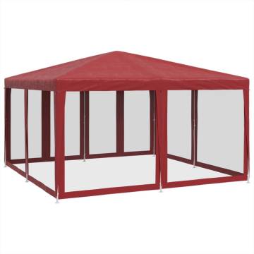 Red Party Tent 4x4m with 8 Mesh Sidewalls - Durable & Water-Resistant