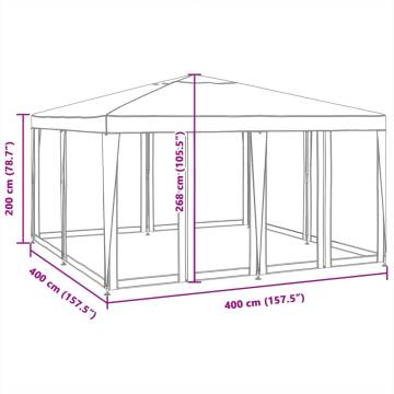 Red Party Tent 4x4m with 8 Mesh Sidewalls - Durable & Water-Resistant