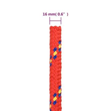 Red 16mm 25m Polypropylene Boat Rope - Durable & Versatile