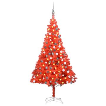 180 cm Pre-lit Red Christmas Tree with Ball Set | HipoMarket