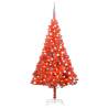  Artificial Pre-lit Christmas Tree with Ball Set Red 180 cm PVC Colour red and grey Size 180 x 93 cm Quantity in Package 1 Number of Branch Tips 