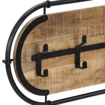 Wall-Mounted Coat Rack with 5 Hooks - Solid Mango Wood