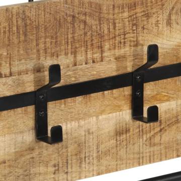 Wall-Mounted Coat Rack with 5 Hooks - Solid Mango Wood