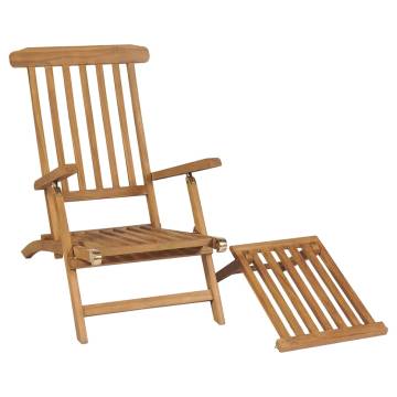 Deck Chairs with Footrests - 2 pcs Solid Teak Wood | HipoMarket