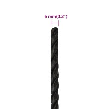 Work Rope Black 6mm 500m - Durable Polypropylene Rope | HipoMarket