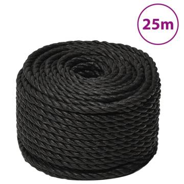 Durable Black Work Rope 16mm x 25m - Polypropylene for All Uses