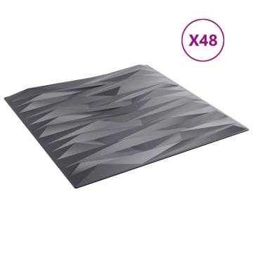 Stylish Grey Wall Panels - 48 pcs XPS 50x50 cm | Hipomarket UK