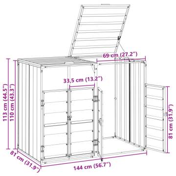 Wheelie Bin Storage for Double Bins Brown - Durable Steel