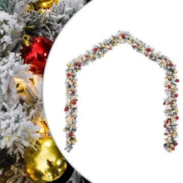 Christmas Garland with Baubles & LED Lights - 5m Green PVC