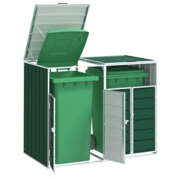 Wheelie Bin Storage for Double Bins - Green Steel 144x81x113 cm