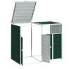 Wheelie Bin Storage for Double Bins - Green Steel 144x81x113 cm