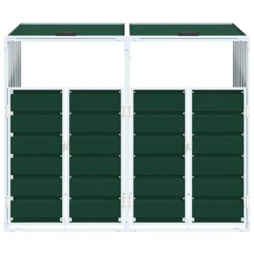 Wheelie Bin Storage for Double Bins - Green Steel 144x81x113 cm