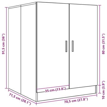 Washing Machine Cabinet - Old Wood, 70.5x71.5x91.5 cm