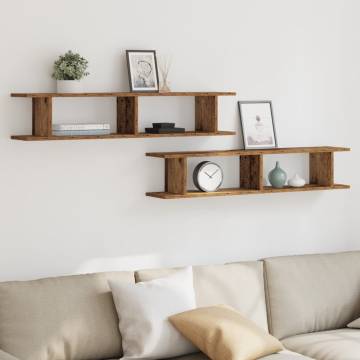 2 pcs Old Wood Wall Shelves - Stylish Storage Solution | Hipomarket