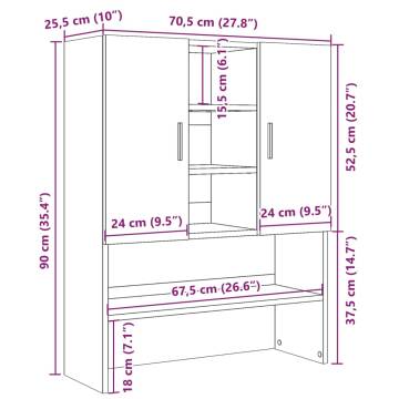 Washing Machine Cabinet - Concrete Grey 70.5x25.5x90 cm