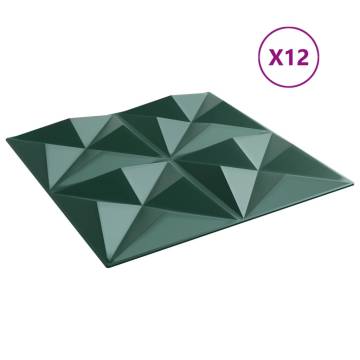 Wall Panels 12pcs Green 50x50cm XPS 3m² Origami - Hipomarket