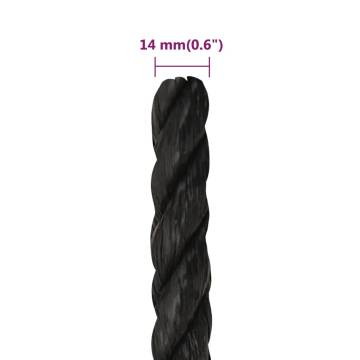 Work Rope Black 14mm 250m - Durable Polypropylene | HipoMarket