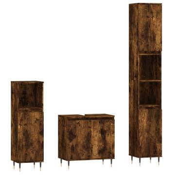 3 Piece Bathroom Cabinet Set - Smoked Oak | HipoMarket