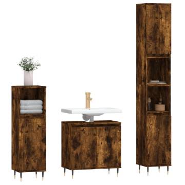 3 Piece Bathroom Cabinet Set - Smoked Oak | HipoMarket