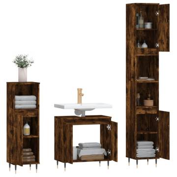 Trendy 3 Piece Bathroom Furniture Set - Smoked Oak