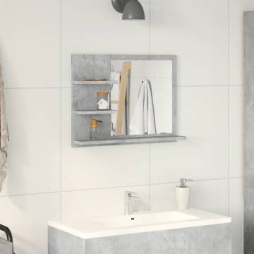 Concrete Grey Bathroom Mirror Cabinet - 60x10.5x45 cm