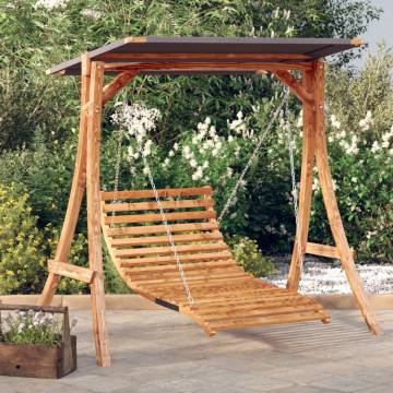 Stylish Swing Bed with Canopy - Solid Spruce Wood & Teak Finish