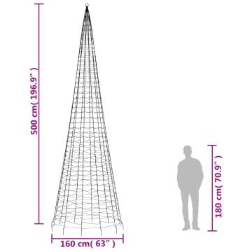 Christmas Tree Light on Flagpole - 1534 LEDs Warm White - 500 cm