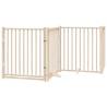 Dog Gate with Door - Foldable 4 Panels 320 cm Solid Wood