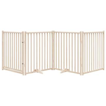 Dog Gate with Door - Foldable 4 Panels 320 cm Solid Wood