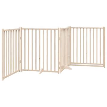 Dog Gate with Door - Foldable 4 Panels 320 cm Solid Wood