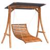 Stylish Swing Bed with Canopy - Solid Spruce Wood & Teak Finish