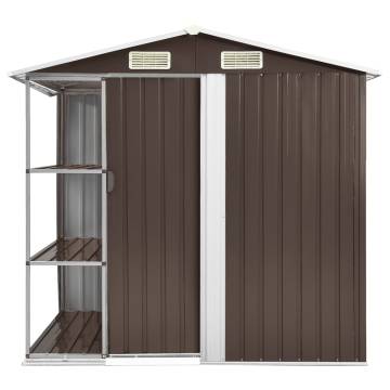 Garden Shed with Rack Brown - 205x130x183 cm Iron Storage