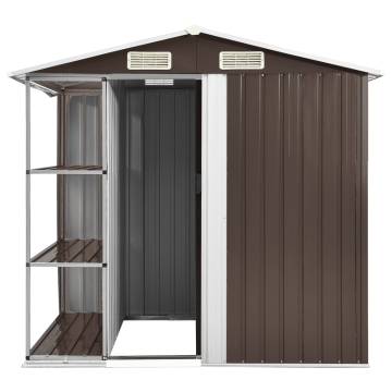 Garden Shed with Rack Brown - 205x130x183 cm Iron Storage