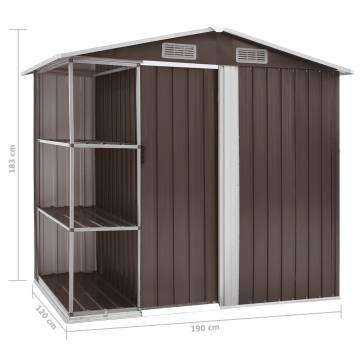 Garden Shed with Rack Brown - 205x130x183 cm Iron Storage