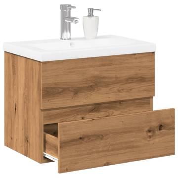 Stylish Artisan Oak Sink Cabinet with Built-in Basin