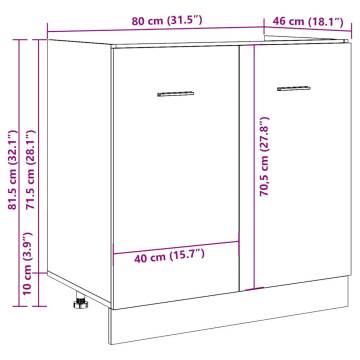 Sink Bottom Cabinet Artisan Oak - 80x46x81.5 cm | HipoMarket